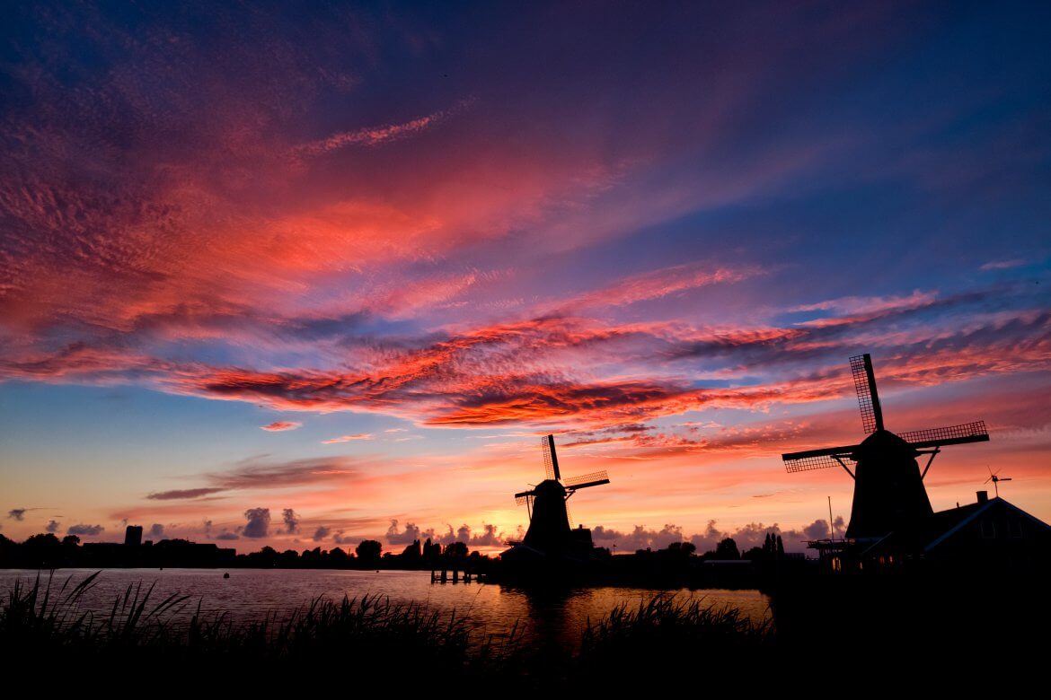 windmills-sunset