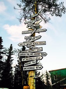 Sign with directions in Alaska